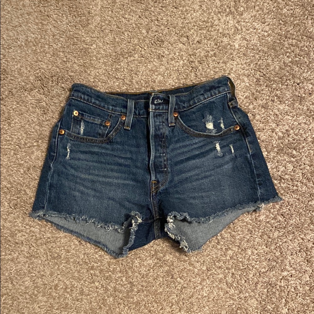 Levi's Blue Distressed Jean Shorts High-Waisted